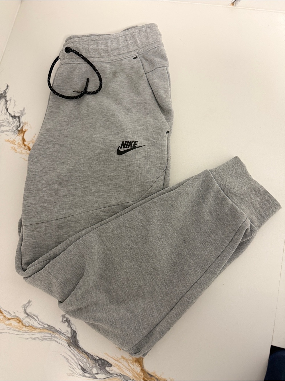 Nike Gray Kids Fleece Joggers with Black Swoosh